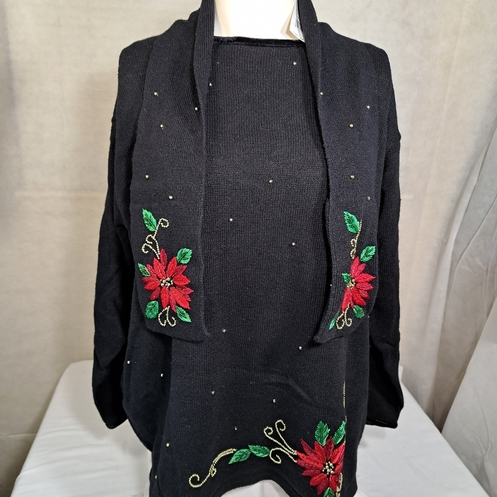 Victoria Jones Black Long Sleeve Pullover Xmas Sweater Women's Size 2X